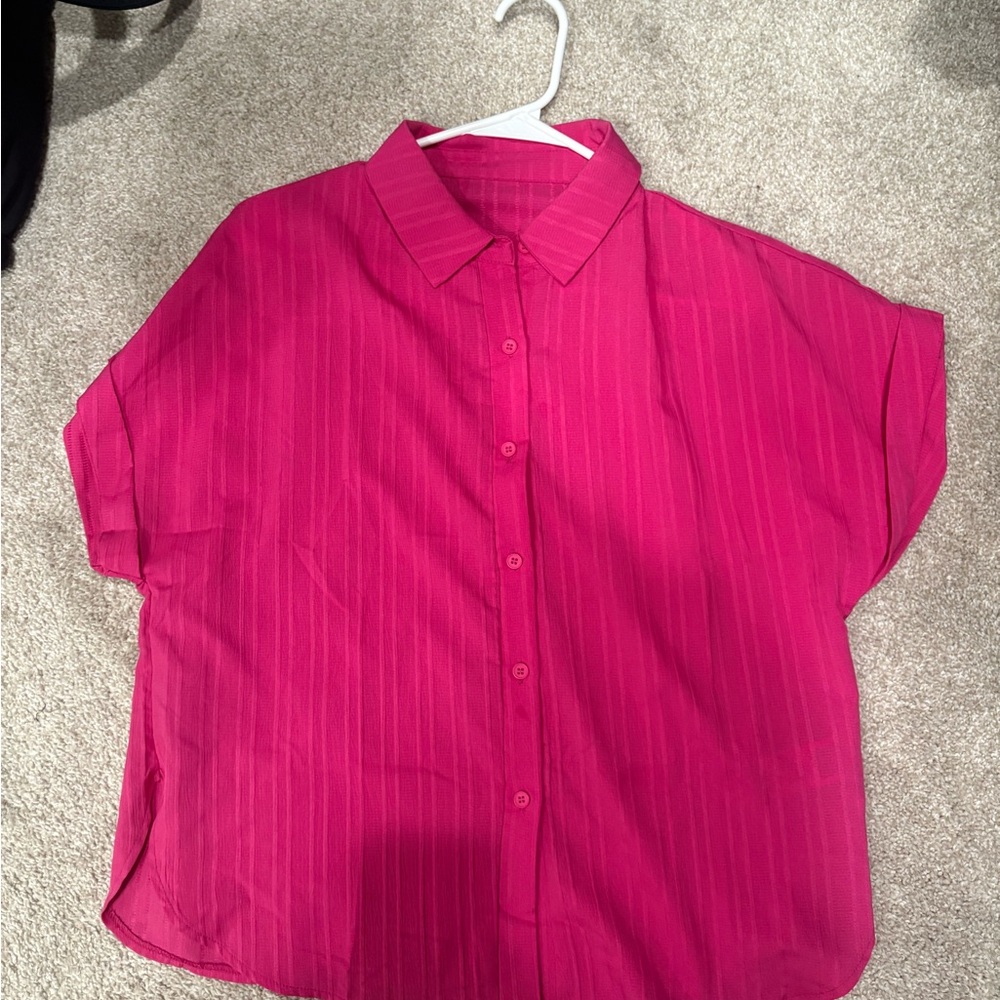 Vibrant Pink Button-Up Shirt